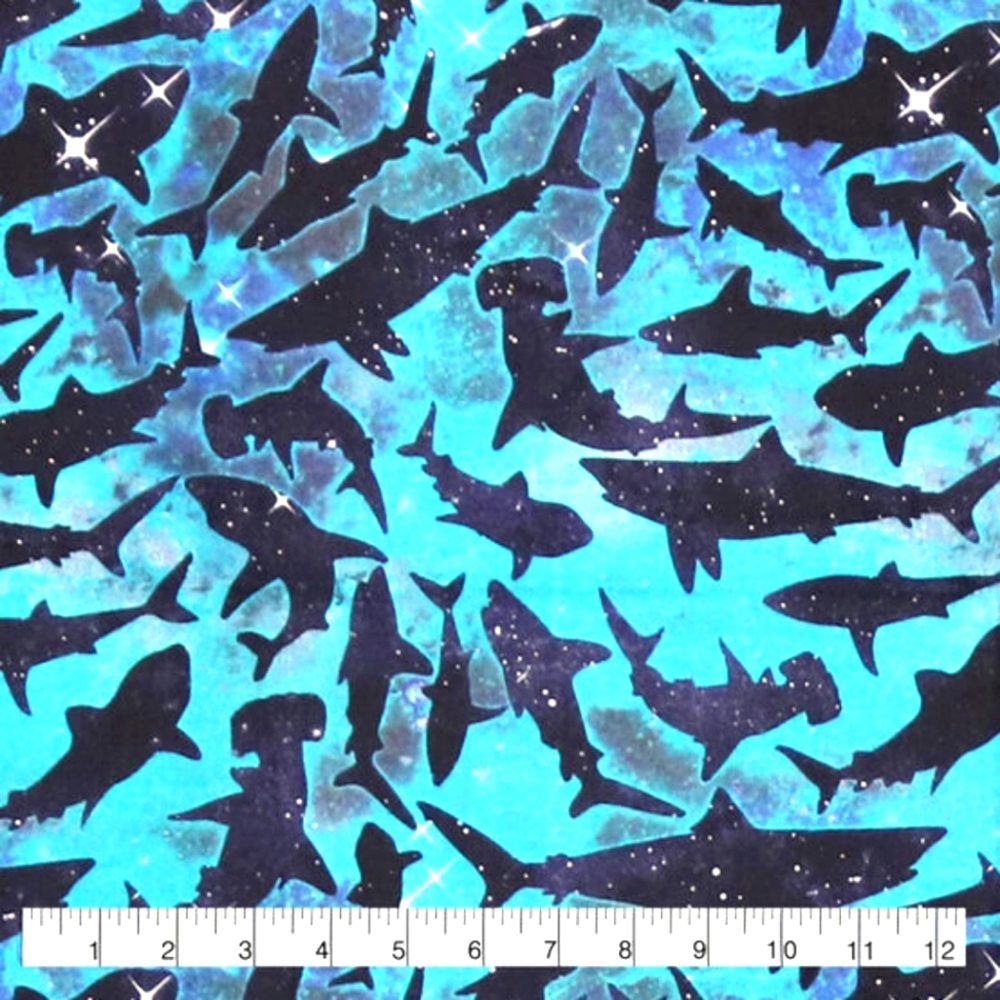 *SOLD* Celestial Sharks Super Snuggle Flannel Fabric